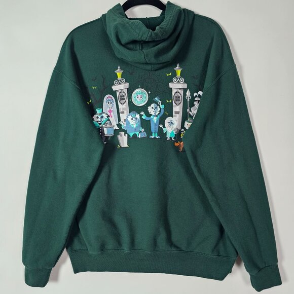 Disney Parks The Haunted Mansion Mens Large Long Sleeve Green Full Zip Hoodie - Picture 2 of 6